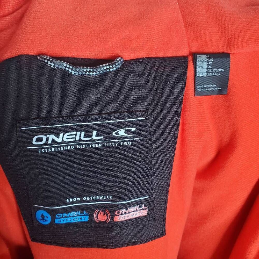 Oneill Black Poppy Red Colorblock Zip Up Seashell Snowboarding Jacket Size Large - Picture 7 of 16